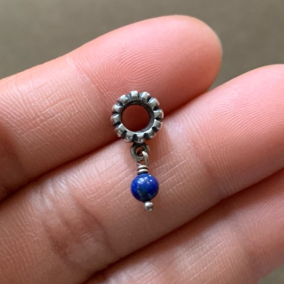 Retired Pandora December Birthstone Lapis Lazuli Dark blue Pearl Dangle Charm - Picture 3 of 7